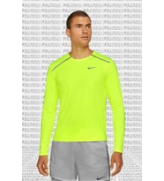 Nike Men's Long Sleeve Dry Miler Running Shirt Uzun Kollu Erkek Koşu Üstü Tişörtü Sarı