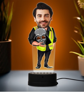 Doğum Günü Hediyesi,Sevgiliye Hediye, Kişiye Özel Fotoğraflı Mimar 4 Karikatür 3D Led Lamba (Beyaz)