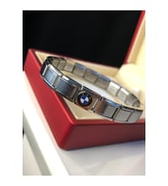Erkek Kadın Çelik Bileklik - Bmw Logolu Italyan Charm Nomi (Gümüş)