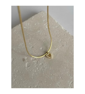 Mini Ital Kalp Zirkon Kolye 925 Ayar Gümüş (Gold)