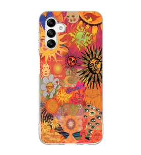 Samsung Galaxy A04S Uyumlu Vintage Kolaj Desenli Şeffaf Telefon Kılıfı