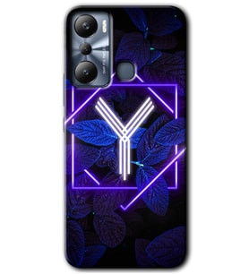 İnfinix Hot 20i Kılıf HD Desen Baskılı Kılıf - Dark Neon Yaprak Y Harfi