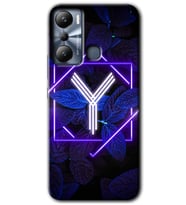 İnfinix Hot 20i Kılıf HD Desen Baskılı Kılıf - Dark Neon Yaprak Y Harfi