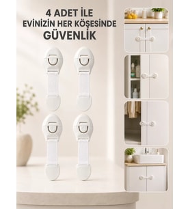 Northcity 4 Adet Çok Amaçlı Çocuk Güvenlik Kilidi - Dolap, Çekmece ve Gardırop İçin