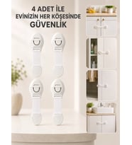 Northcity 4 Adet Çok Amaçlı Çocuk Güvenlik Kilidi - Dolap, Çekmece ve Gardırop İçin