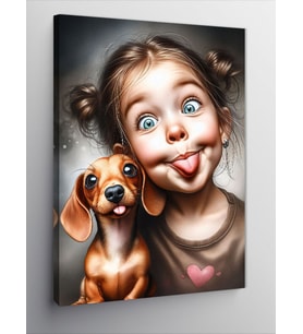 Kanvas Tablo Sevimli Kız Çocuğu Ve Köpeği
