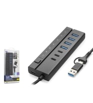 Hadron HDX7062 7 Port Usb Hub 5Gbps 4x Usb-A 3.2 + 3x Usb-C 3.2 7 Port 2in1 Kablolu Çoklayıcı Siyah