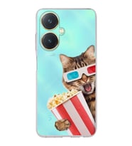 PrintiFy Vivo Y27 ile Uyumlu Kedi 1 Kamera Korumalı Şeffaf Kılıf