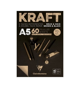 Clairefontaine Kraft+Siyah Sketch Blok Çift Taraflı 90 gr. 60 Yp. A5 
