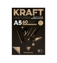 Clairefontaine Kraft+Siyah Sketch Blok Çift Taraflı 90 gr. 60 Yp. A5 