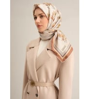 Armine Sura İpek Eşarp 9316-81 Gri Karışık Desen
