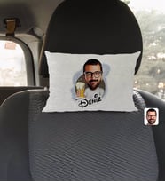 BK Gift Kişiye Özel İsimli Erkek Karikatürlü Dikdörtgen Araç Koltuk Yastığı-51
