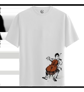 Cello Player - %100 Pamuklu Kadın Beyaz Tişört - Premium Quality (Siyah - Beyaz)