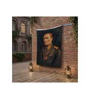 Üniformalı Gazi Mustafa Kemal Atatürk poster Bayrak Raşel Kumaş 100x150 cm ATA9