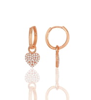 Gümüş rose zirkon taşlı kalp küpe SGTL11946ROSE