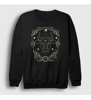 Presmono Unisex Siyah Taurus Zodiac Hediye Boğa Burcu Sweatshirt 530001tt