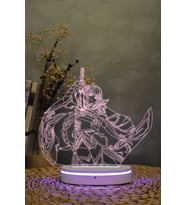 Genshin Impact Raiden Shogun 3D Renkli Dekoratif Gece Lambası (Krem)