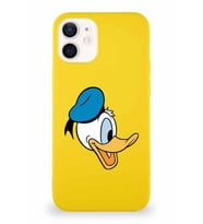 Apple iPhone 12 Mini Soft Premier Kapak Donald Duck-F Tasarımlı Silikon Kılıf - Sarı (Şeffaf)
