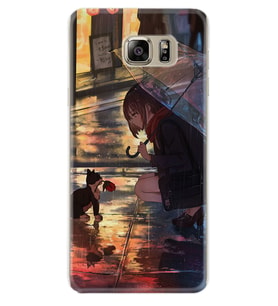 Samsung S7 Edge S20 Fe Plus Ultra S21 S22 Kılıf Desenli Silikon Kız ve Kedi 1762