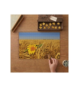 Buğday Tarlasında Ayçiçeği Tasarımı 240 parça Ahşap Puzzle Ahşap Kutuda MP06500