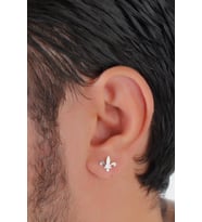 Agai Silver Fleur de Lis Zambak Model Gümüş Erkek Küpe