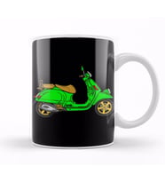 Vespa Lover Green Scooter Kupa Bardak Porselen