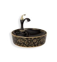LENA TEZGAHÜSTÜ LAVABO E-4043S (Siyah-Altın)
