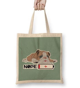 Snoozing Bulldog English Bulldog Lover Bez Çanta Uzun Saplı