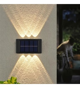6 Ledli Solar Duvar Lamba Dekorasyon Aydınlatma Aplik Güneş Enerji Gün Işığı 2 Li Set