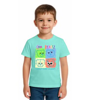 Unisex Ayıcık Bear Baskılı Çocuk Tişört pamuklu penye kumaş (Mint)