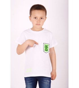 Toontoy Erkek Çocuk Cep Armalı Tişört (Beyaz)