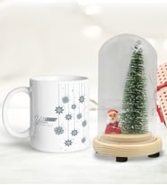 BK Gift Kişiye Özel Yılbaşı Temalı Işıklı Fanus Biblo ve Kupa Hediye Seti-3