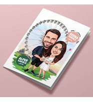 Kişiye Özel Luna Park Çiftleri Karikatürlü Tebrik Kartı