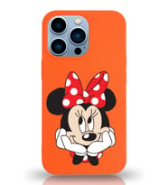 Apple iPhone 13 Pro  Lansman Kılıf Minnie Mouse Tasarımlı Altı Kapalı İçi Kadife Kaplı  Kapak (Şeffaf)