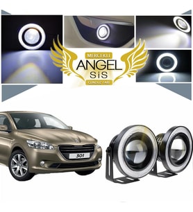 Peugeot 301 Uyumlu, Universal Mercekli Led Angel Sis Farı, 76mm Beyaz Renk