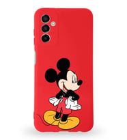 Samsung Galaxy M23 Uyumlu Lansman Kılıf Altı Kapalı İçi Kadife  Mickey Mouse-D Tasarımlı  Kapak (Şeffaf)