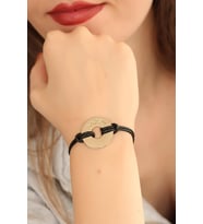 HAPPY (Mutlu) Siyah Deri İpli Unisex Mood Bileklik - TJ-BB1987