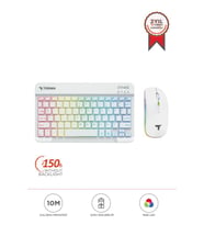 Torima TMK-09 Beyaz Şarj Edilebilir RGB Işıklı Kablosuz Klavye Mouse Seti