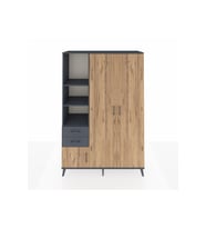 Hyperion Dolap 5 Raflı 2 Çekmeceli Tek Askılı 132x44x195 Antrasit-Çam/Antrasit