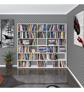 Kenzlife kitaplık süper ga 180*200*19 byz 6 katlı 3 bölme çift bölme opsiyonlu ofis mutfak banyo dolabı arkalıksız