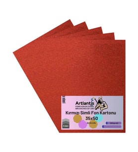 Kırmızı Simli Karton 35x50 5 Adet Artlantis Simli Karton Kırmızı 5 Adet 35*50