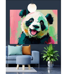 Panda Portresi Dekoratif Kanvas - Mdf Ahşap Tablo