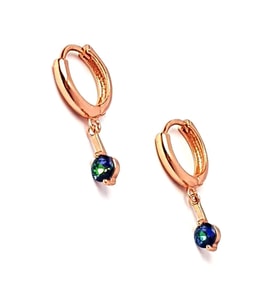 Mistik topaz taşlı minimal sallantılı gümüş küpe