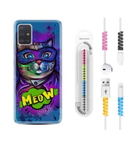 Samsung a71 A72 A73 A7 A9 2018 C7 C9 Kılıf Kablo Koruma Spiral Silikon Super Meow 1715