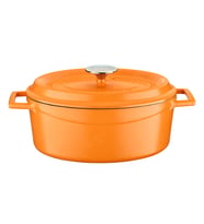 Lava Döküm Oval Tencere Döküm Demir Yekpare Kulplu Spring Serisi Ölçü 21x27cm. (Turuncu)