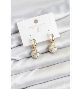 Pirinç Gold Renk Topçuk Model Mineli Halka Kadın Küpe - TJ-BKP11636