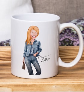 Bk Gift Kişiye Özel Karikatürlü Kadın Tasarımlı Beyaz Kupa Bardak-128, Arkadaşa Hediye , Karikatürlü Kupa Bardak