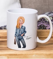 Bk Gift Kişiye Özel Karikatürlü Kadın Tasarımlı Beyaz Kupa Bardak-128, Arkadaşa Hediye , Karikatürlü Kupa Bardak