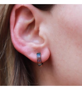 Renkli Zirkon Taşlı Rose Gold Kaplama Gümüş Küpe