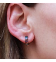 Renkli Zirkon Taşlı Rose Gold Kaplama Gümüş Küpe